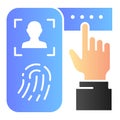 Identification of fingerprint on phone flat icon. Verification print system color icons in trendy flat style. Finger Royalty Free Stock Photo