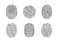 Identification Fingerprints Sketches Set Vector Royalty Free Stock Photo