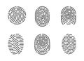 Identification Fingerprints Sketches Set Vector Royalty Free Stock Photo