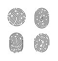 Identification Fingerprints Sketches Set Vector Royalty Free Stock Photo