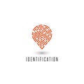Identification personal fingerprint creative idea detective agency logo, gps navigation pin icon