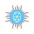 Identification polygonal grid face color line icon. ID and verifying person concept. Biometric security element. Artificial