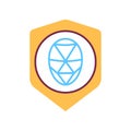Identification polygonal grid face color line icon. Protection and guard person system concept. Biometric security element