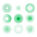 Green abstract rings sound wave and line with points in a circle. Royalty Free Stock Photo