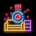 identification of sanitary problems in living room neon glow icon illustration