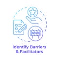 Identify barriers and facilitators blue gradient concept icon Royalty Free Stock Photo