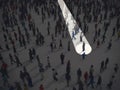 Identify in the crowd. 3D Rendering