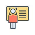 Color illustration icon for Identify, recognize and advice