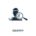 Identify icon. Monochrome simple line Harassment icon for templates, web design and infographics