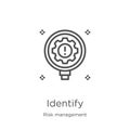 identify icon vector from risk management collection. Thin line identify outline icon vector illustration. Outline, thin line Royalty Free Stock Photo