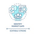 Identify market gaps turquoise concept icon