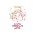 Identify problematic usage red gradient concept icon