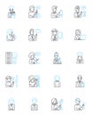 Identities linear icons set. Belonging, Diversity, Culture, Personality, Gender, Ethnicity, Race line vector and concept Royalty Free Stock Photo