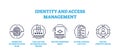 Identity and access management for security protection icons outline concept