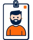 Identity Badge with Portrait of Friendly Male Character Royalty Free Stock Photo