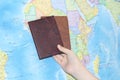 Identity document on the background of a geographical map Royalty Free Stock Photo