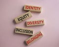 Identity Equity Diversity Inclusion Belonging symbol. Concept words Identity Equity Diversity Inclusion Belonging on wooden blocks Royalty Free Stock Photo