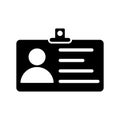 Identity, identification, card icon. Black vector graphics