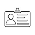 Identity, identification, card outline icon. Line art vector