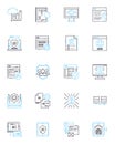 Identity protection linear icons set. Encryption, Passwords, Biometrics, Authentication, Privacy, Security