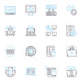 Identity protection linear icons set. Encryption, Passwords, Biometrics, Authentication, Privacy, Security