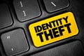 Identity theft occurs when someone uses another person\'s personal identifying information, to commit fraud or other crime Royalty Free Stock Photo