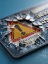 Identity Theft Warning on Damaged ID Card With Alert Icons Emphasizing Security Risks Royalty Free Stock Photo