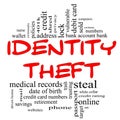 Identity Theft Word Cloud Concept in red & black Royalty Free Stock Photo