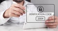Identity verification code. Cyber security. Technology. Internet
