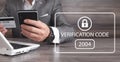 Identity verification code. Cyber security. Technology. Internet