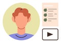 Profile Icon with Checklist and Play Button Identity Verification and Digital Learning Royalty Free Stock Photo