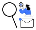 Concept of Identity Verification and Online Communication with Magnifying Glass and Envelope Royalty Free Stock Photo
