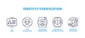 Identity verification using secure systems outline icons collection set
