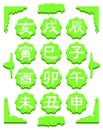 Ideograms of the Chinese zodiac on fantasy background Royalty Free Stock Photo