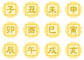 Ideograms of the Chinese zodiac on fantasy background Royalty Free Stock Photo