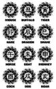 Ideograms of Chinese Zodiac signs isolated Royalty Free Stock Photo