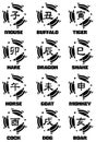 Ideograms of Chinese Zodiac signs tattoo isolated Royalty Free Stock Photo