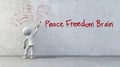 Ideological Brushstrokes: White Stick Figure Imprints 'Peace', 'Freedom', and 'Brain
