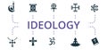 Ideology icon set. Contains editable icons theme such as catholicism, hinduism, paganism and more. Royalty Free Stock Photo