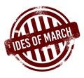 Ides of March - red round grunge button, stamp