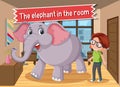 Idiom poster with The elephant in the room Royalty Free Stock Photo