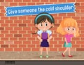 Idiom poster with Give someone the cold shoulder Royalty Free Stock Photo