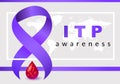 Idiopathic Thrombocytopenic Purpura ITP. Platelets Day and purple ribbon, blood drop Royalty Free Stock Photo