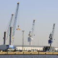 Idle cranes in container port