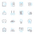Idle hours linear icons set. Relaxation, Downtime, Laziness, Solitude, Boredom, Rest, Idle line vector and concept signs