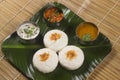 Idli with both sambar and coconut chutney. South Indian breakfast Royalty Free Stock Photo