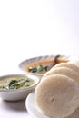 Idli with Sambar in bowl on white background, Indian Dish Royalty Free Stock Photo