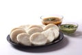 Idli with Sambar in bowl on white background, Indian Dish Royalty Free Stock Photo