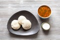 Idli Sambar steamed dumplings with sauses