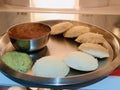 Idli sambhar with green chatney